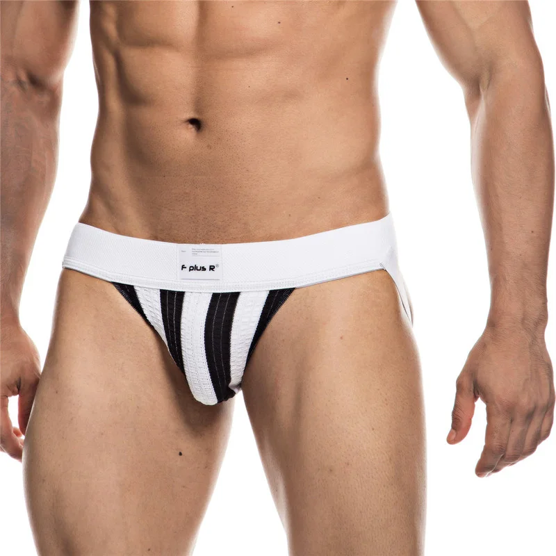 YUFEIDA 3pcs/lot Men's G String Panties Jockstrap Athletic Supporter Stripe Underwear Gay Man Penis Pouch Briefs Underpant Homme