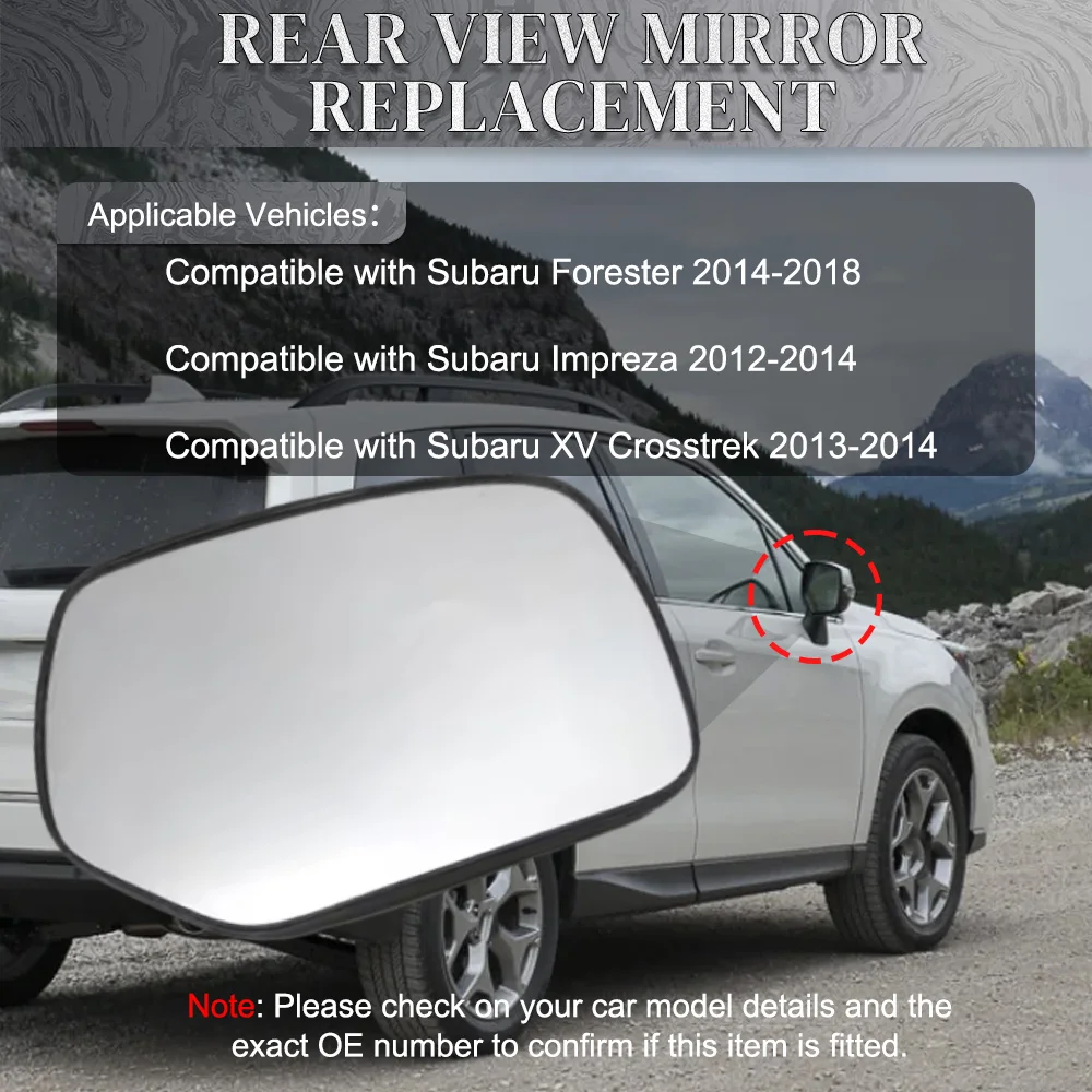 

Сменное боковое стекло зеркала заднего вида с подогревом для Subaru Forester 2014-2018 Impreza 2012-2014 XV Crosstrek 2013-2014 91039A131