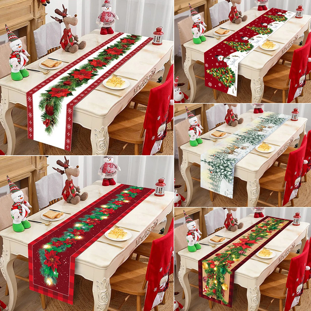 Christmas Table Runner Cloth Merry Christmas Decoration for Home 2023 Tablecloth Xmas Ornament Navidad Natal New Year Gift 2024
