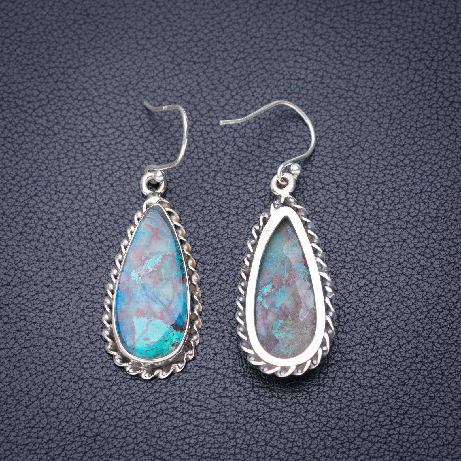 

StarGems Natural Chrysocolla Handmade 925 Sterling Silver Earrings 1.75" E6305