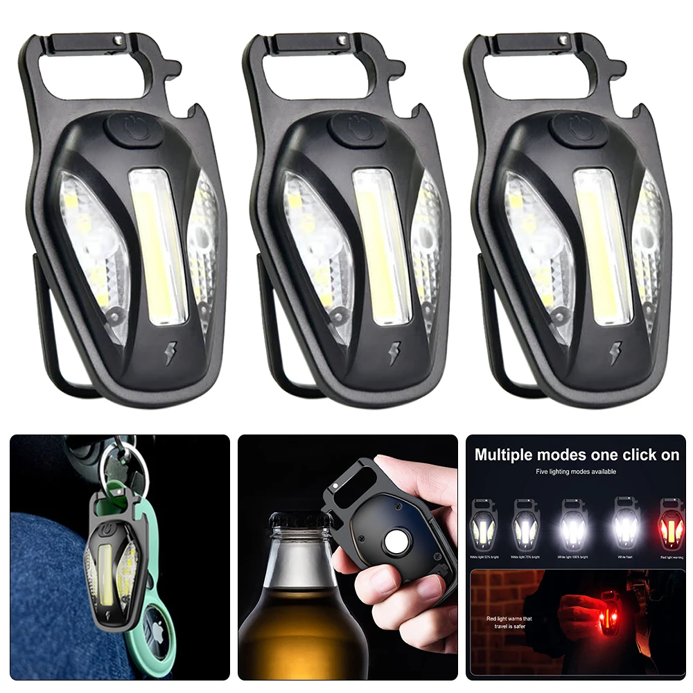 

20pcs COB Inspection Light Work Light Portable Keychain Flashlight Outdoor Camping Hiking Emergency Lighting Torch Warning Lamp