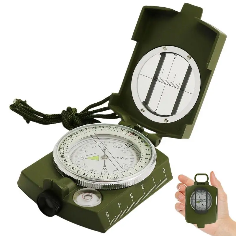 

Hiking Compass Accurate Waterproof Glow In The Dark Lensatic Compass Green Navigation Sighting Hangable Compass For Orientation