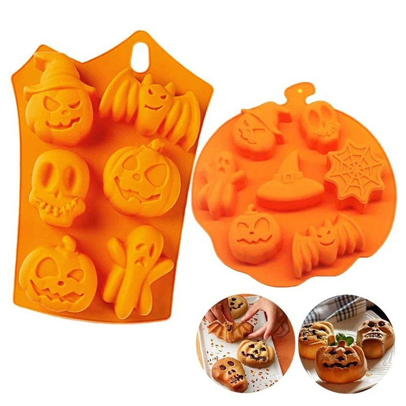 

Halloween Witch Cake Mold DIY Silicone 6 Holes Ghost Pumpkin Mold Baking Mold Skull Pumpkin Pie Mold Festival Bake Moulds