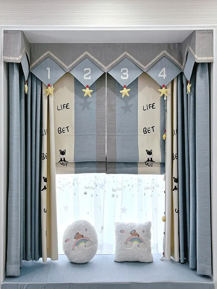 

Шторы из прозрачной ткани 00314-STB с градиентным цветом, в скандинавском стиле, для современных окон, гостиной