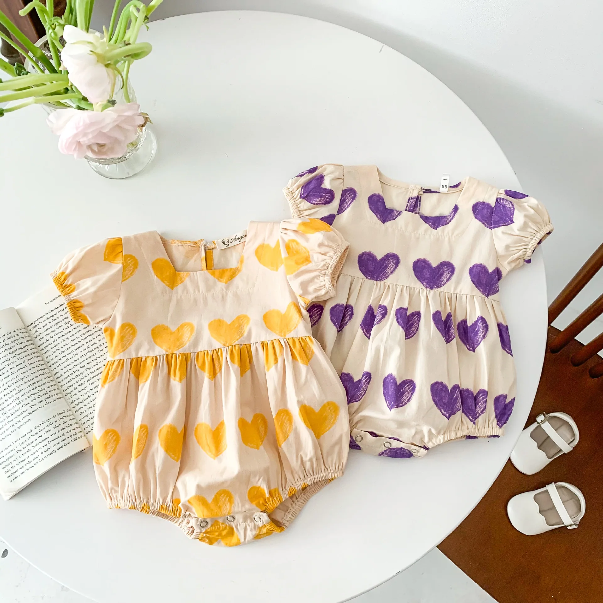 

0-3y Newborn Baby Girl Fashion Graffiti Jumpsuit Summer Thin Square Collar Loose Crawlwear Baby Cute Boutique Outfits Hot