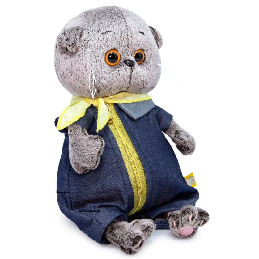 Мягкая игрушка Басик BABY в джинсовом комбинезоне оригинальный BUDI BASA 20см |