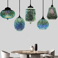 indoor lighting 3d glass pendant lights for party garden living room decor led lamp fireworks colorful shade chandelier fixtures