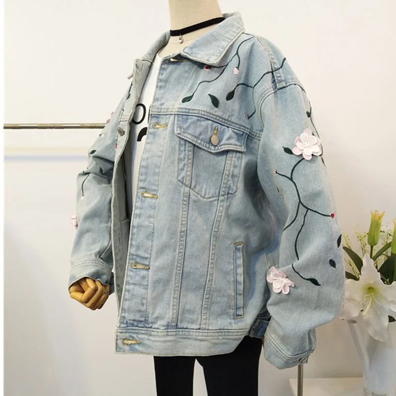 

pattern New fashion woman Chaqueta spring and autumn women Easy manual Embroidery Floral Jacket Square Collar Long sleeve