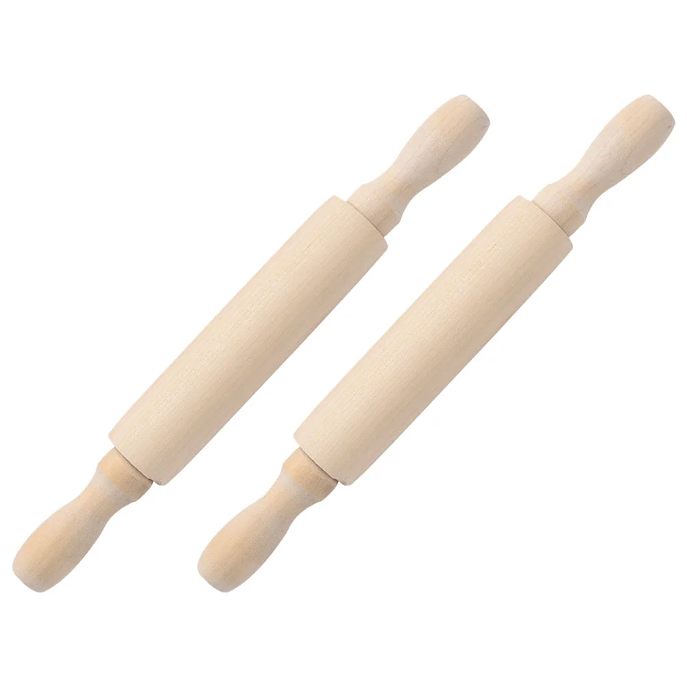 

2 Pcs Mini Rolling Pin Children Baking Supplies Small Roller Pastry Dough Kids Toy Clay Tools