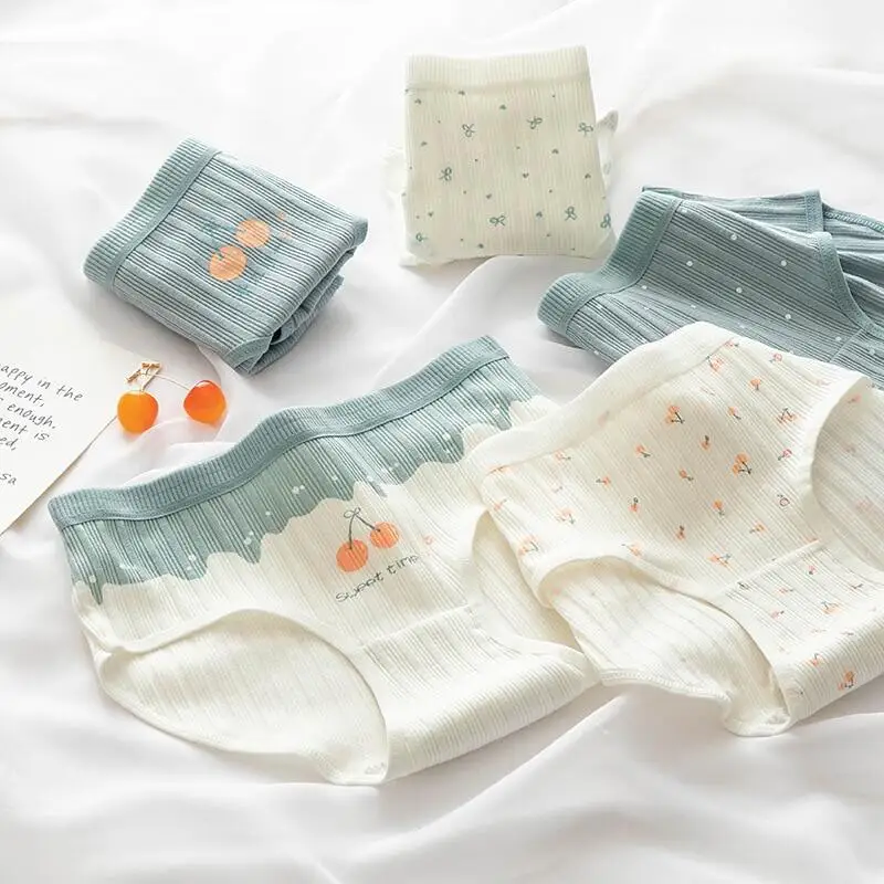 

5-6 Pcs Lot Women Cotton Underwear Sexy Thread Panties Soft Comfort Girl's Briefs Mid Waist Seamless Underpants Female Lingerie