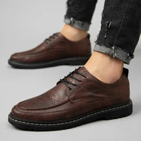 2022 new mens quality leather shoes british business lace up fashion black soft leather man split leather dress shoes men