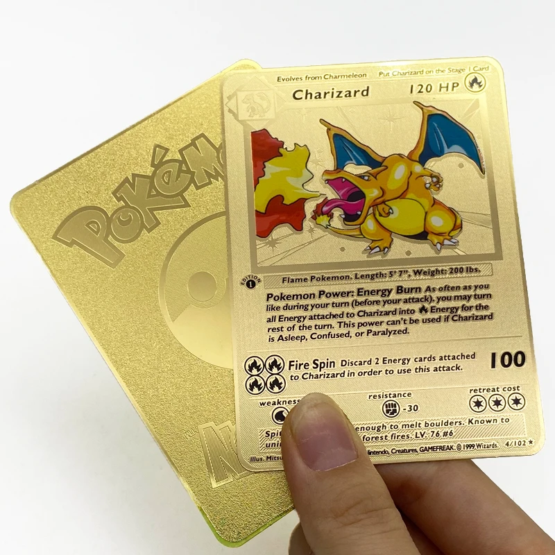 

Pure Metal Custom Pokemon Golden Metal Collection Card Blue Eyes White Dragon Trading Card Game