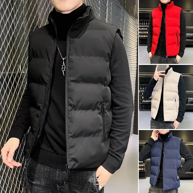 

Brand Autumn Hooded Vest Men Stand Collar Warm Sleeveless Jackets Mens High Quality Casual Male Waistcoat Veste Homme Y512