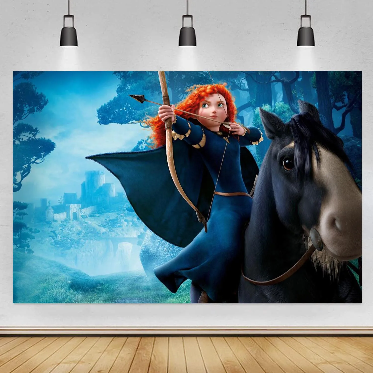 

Princess Merida Backdrop Brave Theme Enchanted Forest Girl Happy Birthday Party Photography Background Photo Studio Props Banner