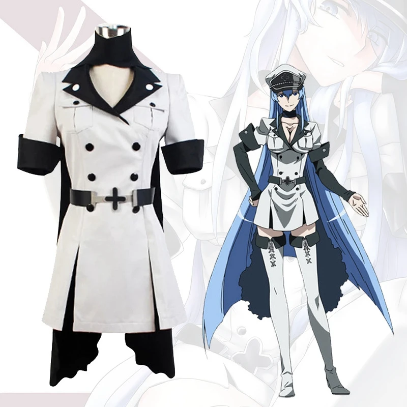 

2023 New Anime Cosplay Akame ga KILL Esdeath Empire General Apparel Full Set Uniform Outfit with Wig Hair Halloween Party Wear