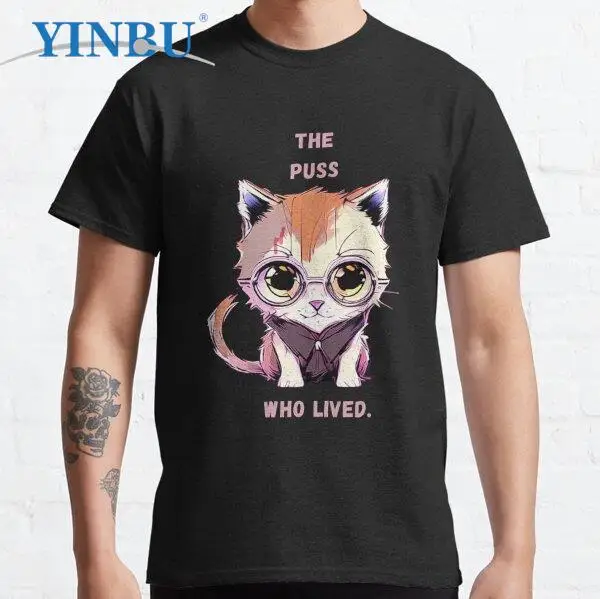 

Furr-midable Wizard - The Puss Who Lived (And Loved to Dress Up) High quality Unisex t shirts YINBU 2023 t-shirt Graphic Tee