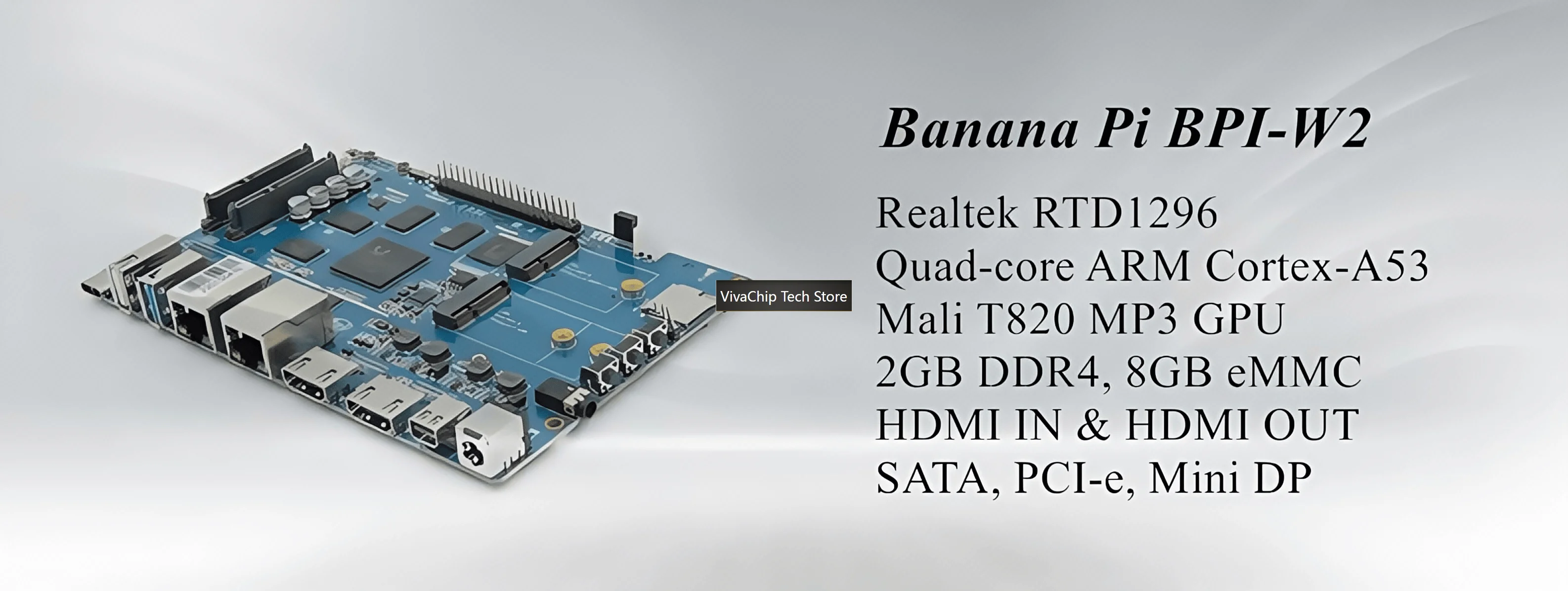 Фото Плата для разработки маршрутизаторов VivaChip TechBanana Pi BPI-W2 Nas с открытым исходным кодом использует дизайн Realtek RTD1296 №2