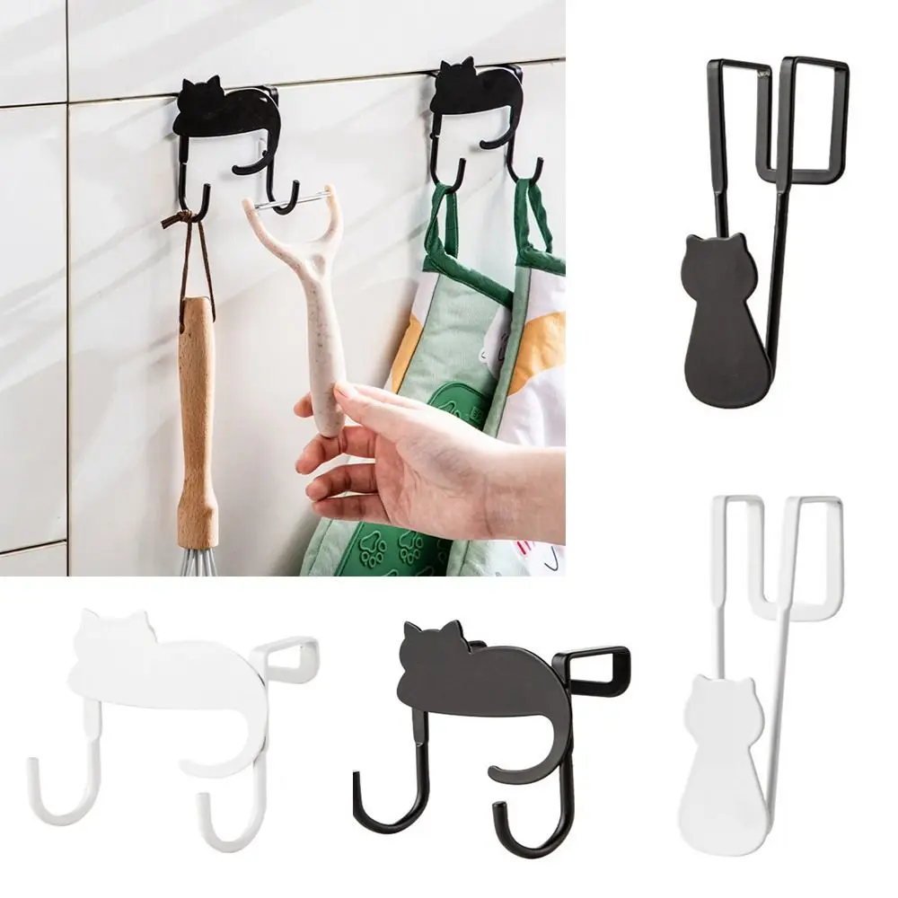 

Wrought Iron Hook Cute Cat No Punch Door Back Hook Door Hanger for Bedroom