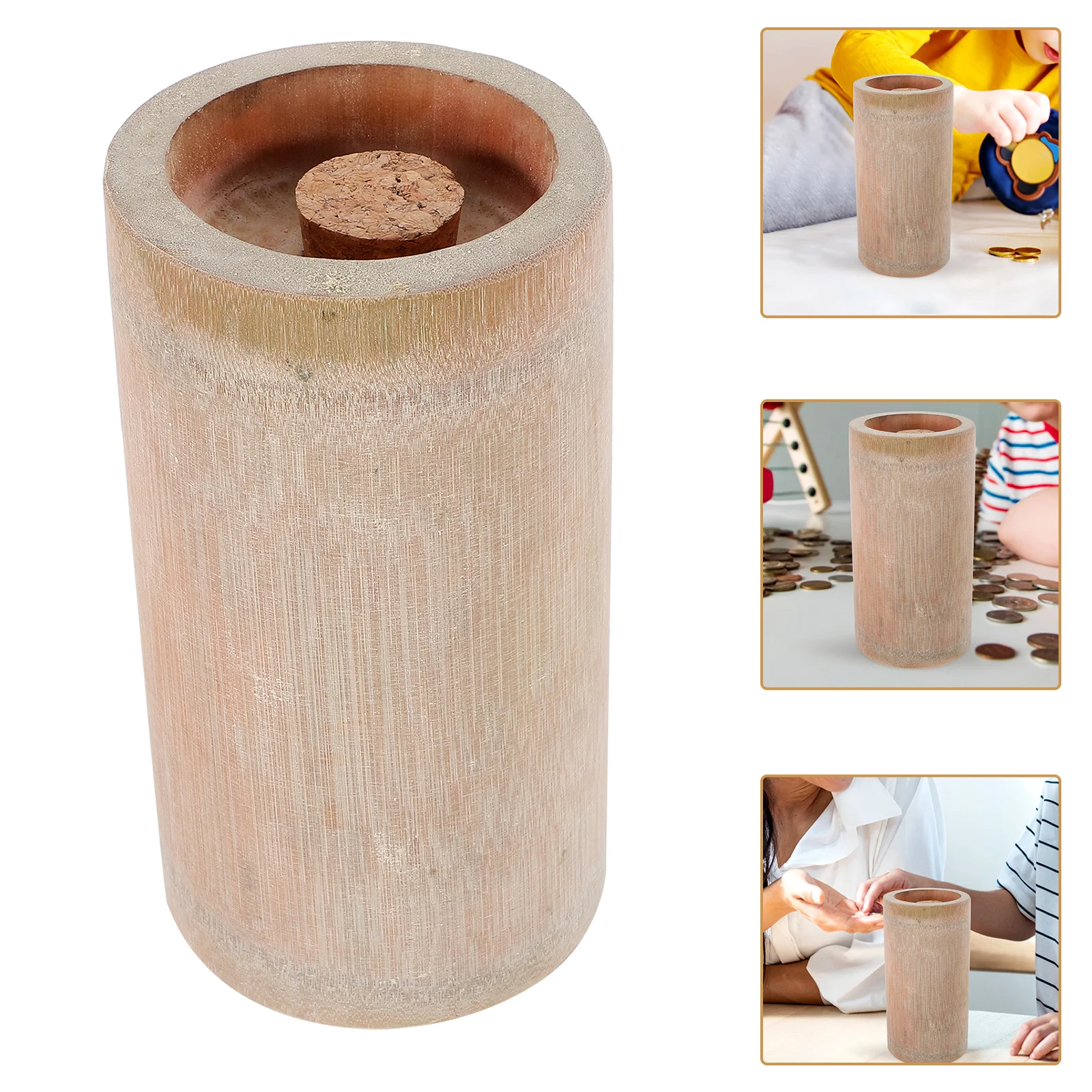 

Safe Piggy Bank Children Money Saving Pot Bamboo Tube Jar Home Decor Coin Storage