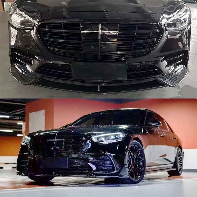 Фото Комплект обвеса из карбона Runde Wet для S-CLASS W223 в стиле MSY: передний сплиттер, задний диффузор, боковые пороги, воздухозаборники MSY №2