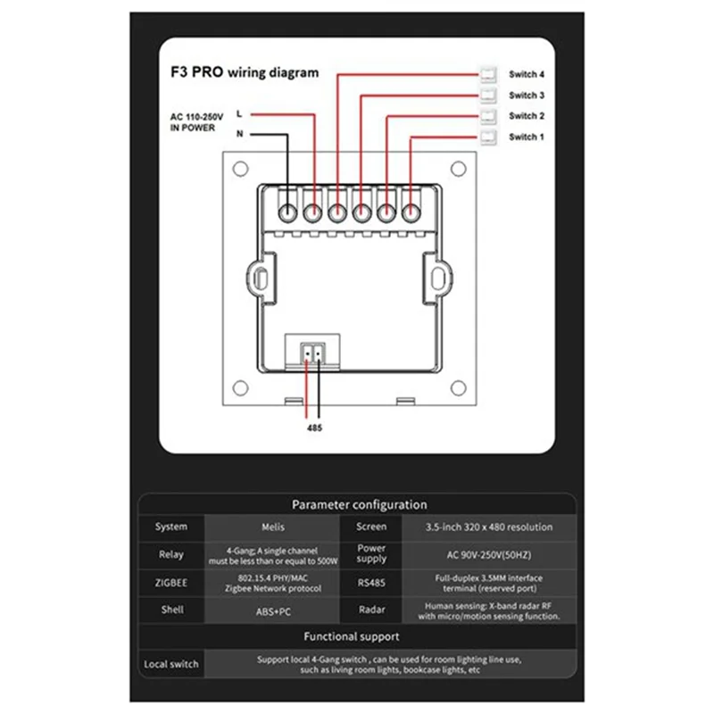 Фото -A15I Tuya Умная центральная панель управления Zigbee Настенный переключатель Домашняя автоматизация Беспроводная система управления освещением F3-Pro №2