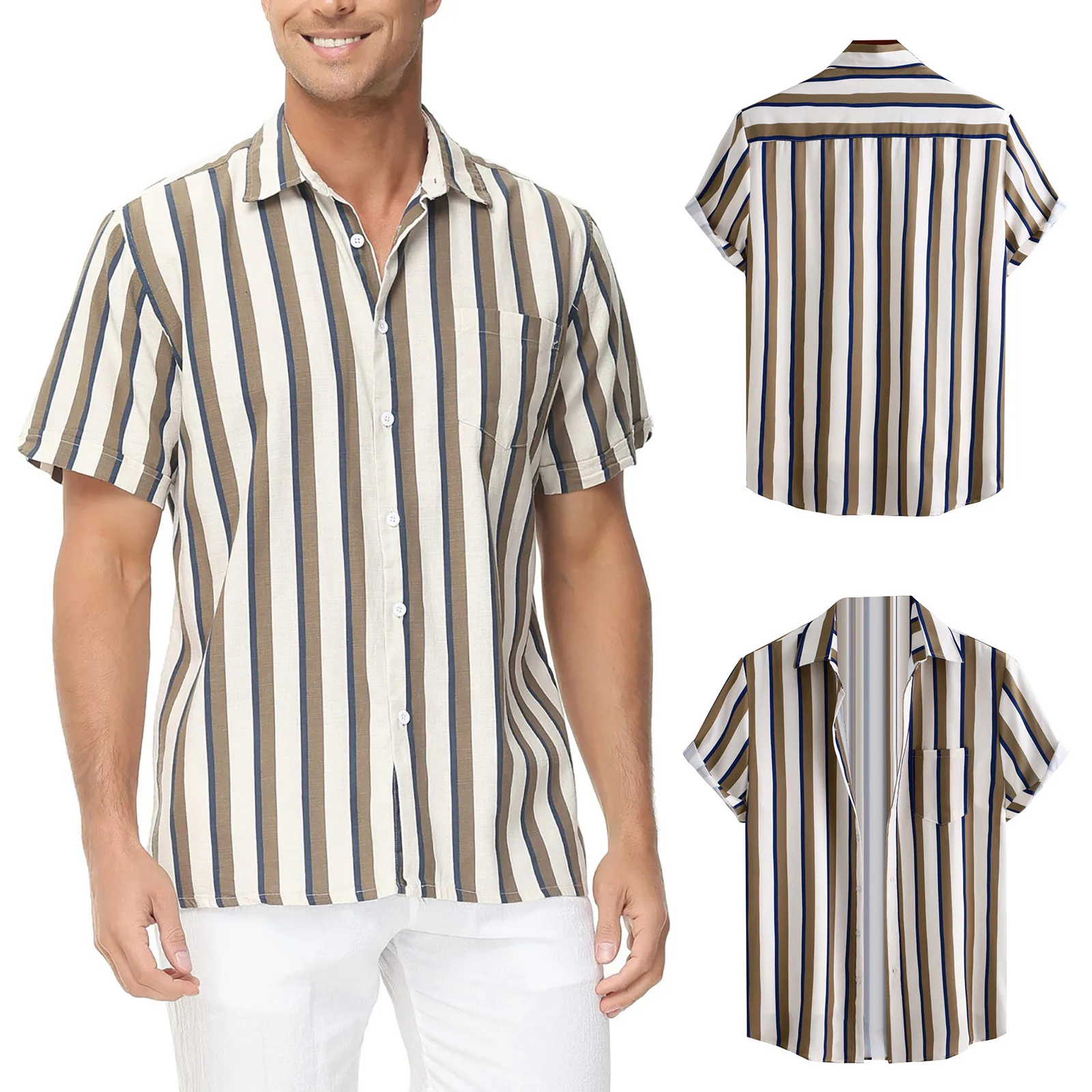 

N B Men Fashion Spring Summer Casual Short Sleeve Turndown Neck Printed T Shirts Top Blouse Men Shirt Summer