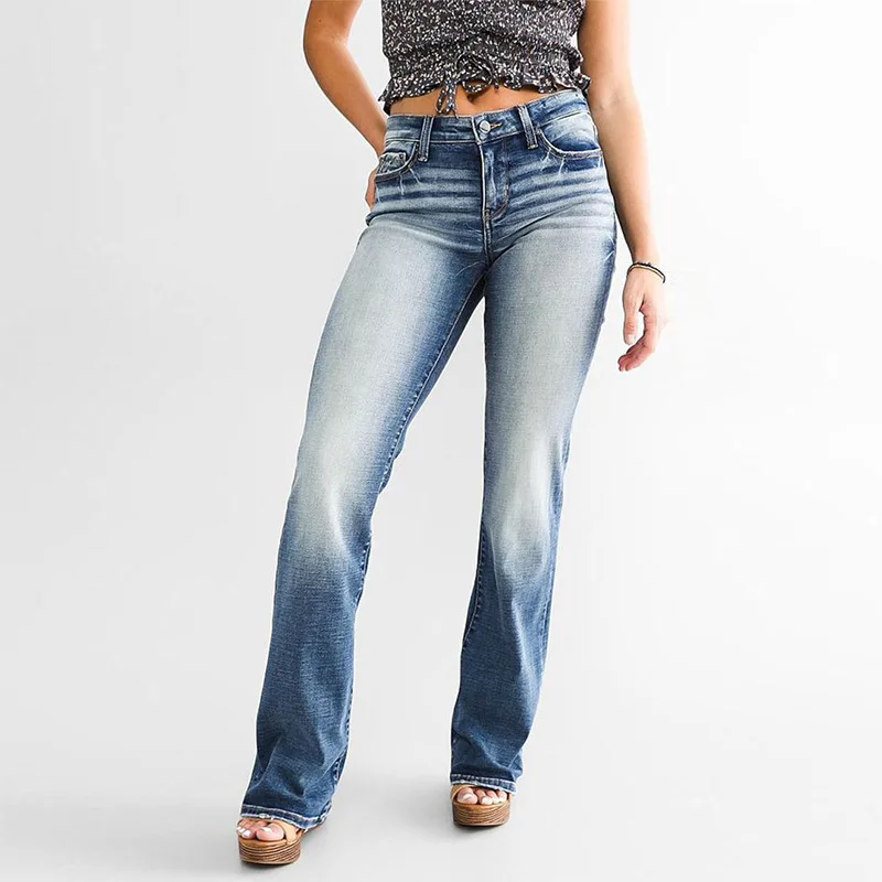 

Брюки женские джинсовые с завышенной талией, повседневные штаны из денима в европейском стиле, весна-лето