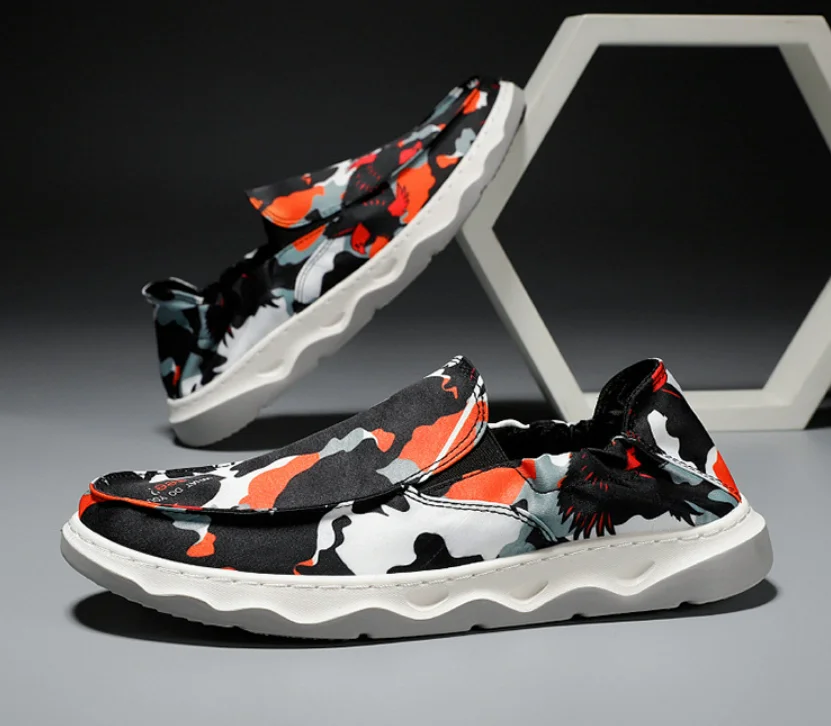 

Men canvas Shoes Lazy Square-toe Loafers Comfortable fashion Shoes Casual Slip On Travel Outdoor for Boys