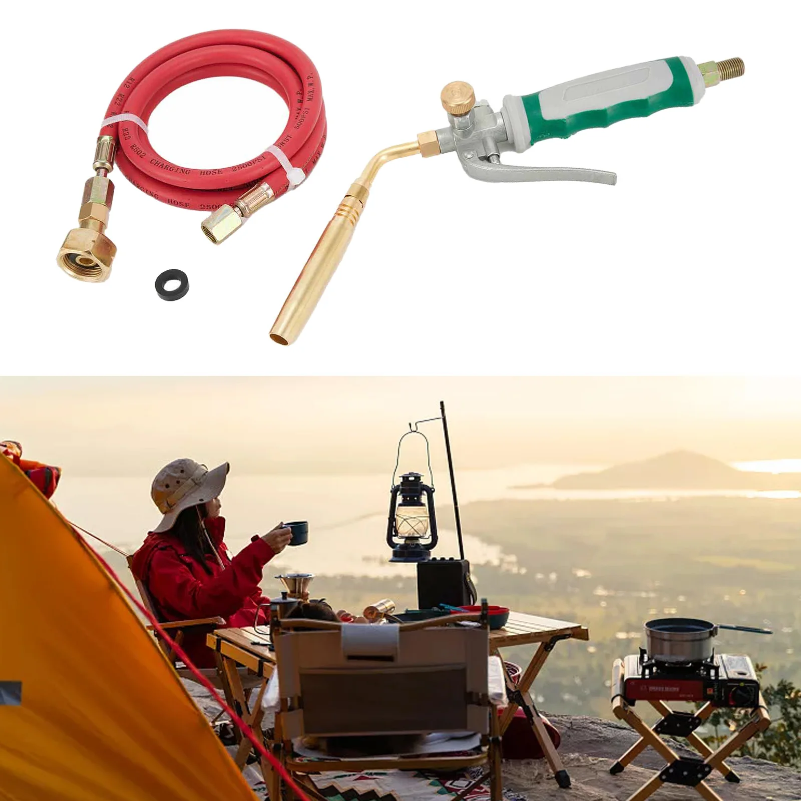 

Durable Outdoor Welding Torch Tool Flamethrower For Soldering Liquefied Gas Stable With 63inch Hose Zinc Alloy