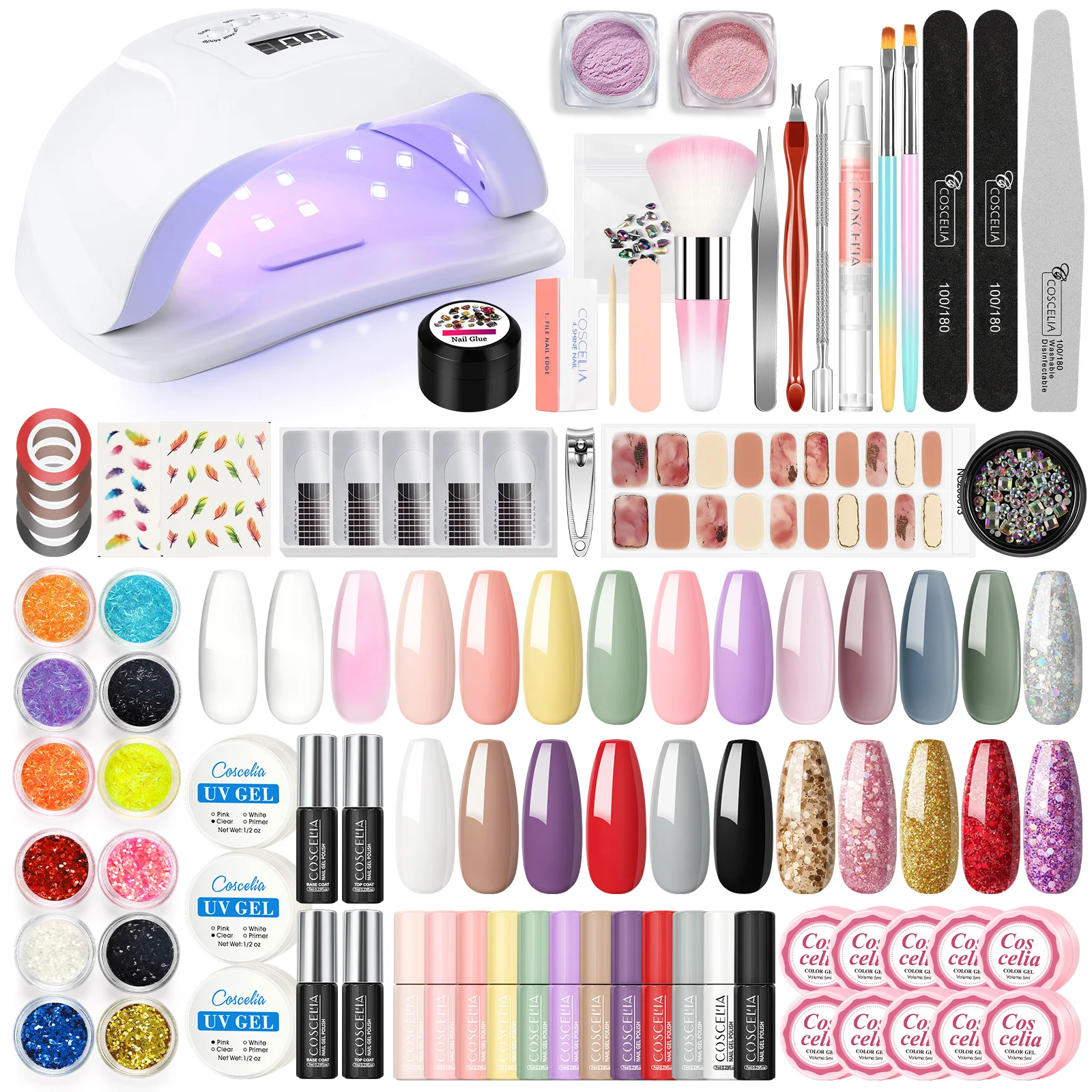 

Extension Gel Nail Polish Set Manicure Set with Nail Lamp Machine for Quick Extension Base Top Coat Nails Accessories