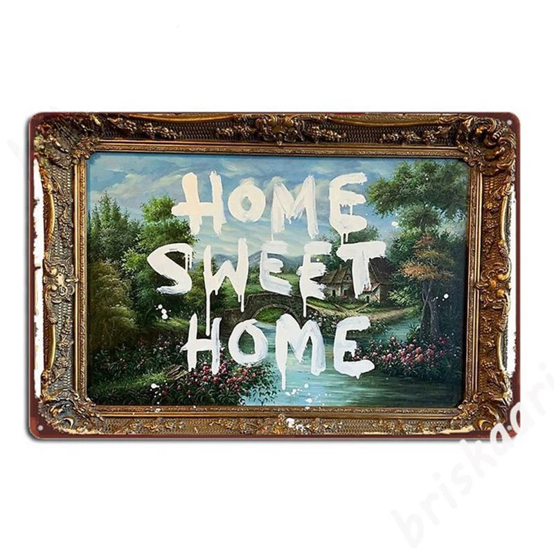 

Home Sweet Home Metal Signs Wall Cave Mural Funny Plates Metal Posters Decorative Wall Sign for Coffee Shop Bar Door Opening