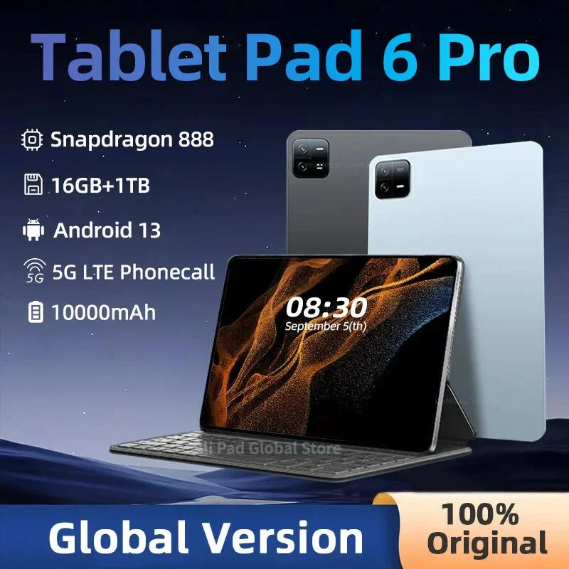 

2024 Original Global Android Tablet PC Pad 6 Pro Snapdragon 888 5G Dual SIM Card 10000mAh HD 4K MiTab 샤오미 패드 6 pro 글로벌 한글