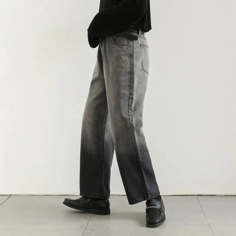 Wide Leg Jeans Men Spring Autumn Vintage Washed High Street Hip Hop Loose Casual Fashion Streetwear All-Match Retro Harajuku