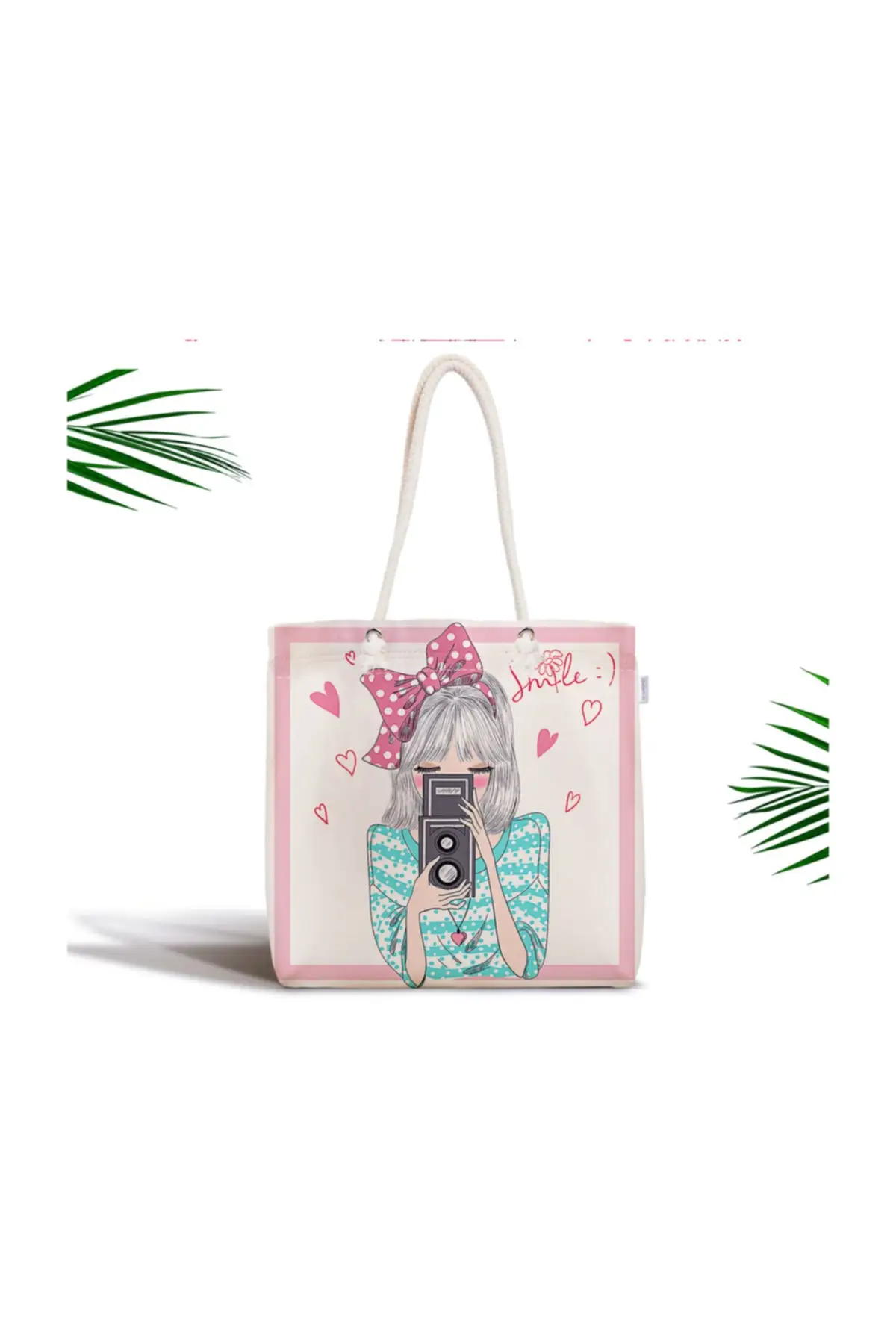 

Women Beach Bag Fashion Girl Digital Printed Modern Zipper Fabric Tote Bag Fashion Summer Large Shoulder Shopping Bags