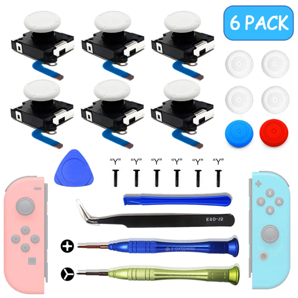 

6 шт./упаковка, аналоговые 3d-отвертки для Nintendo Switch Joycon