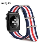 Ремешок нейлоновый для Apple Watch Band Series 7654321, спортивный кожаный браслет для iwatch SE Band 42 мм 44 мм 38 мм 40 мм