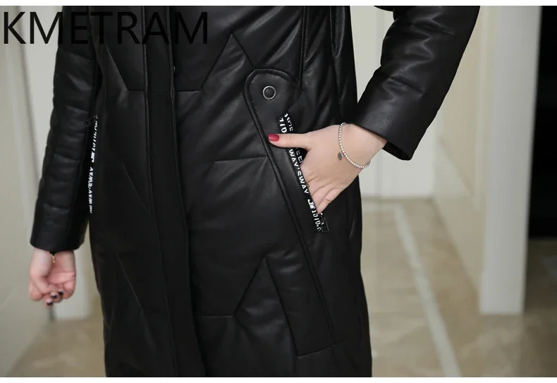 Женская куртка-пуховик из натуральной овчины с воротником лисьего меха