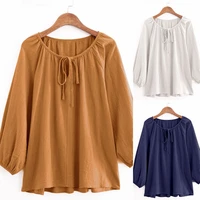 5xl oversea size women autumn cotton long sleeve blouse tops summer lady love solid clothes special original design casual good
