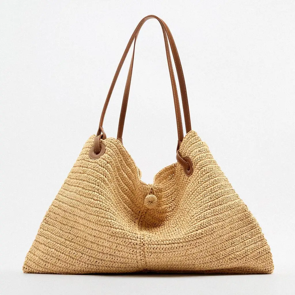 

Big Straw Weave Tassel Tote Summer Beach Bags for Women Large Capacity Fashion Shoulder Bag Lady Handbags and Purses 2022