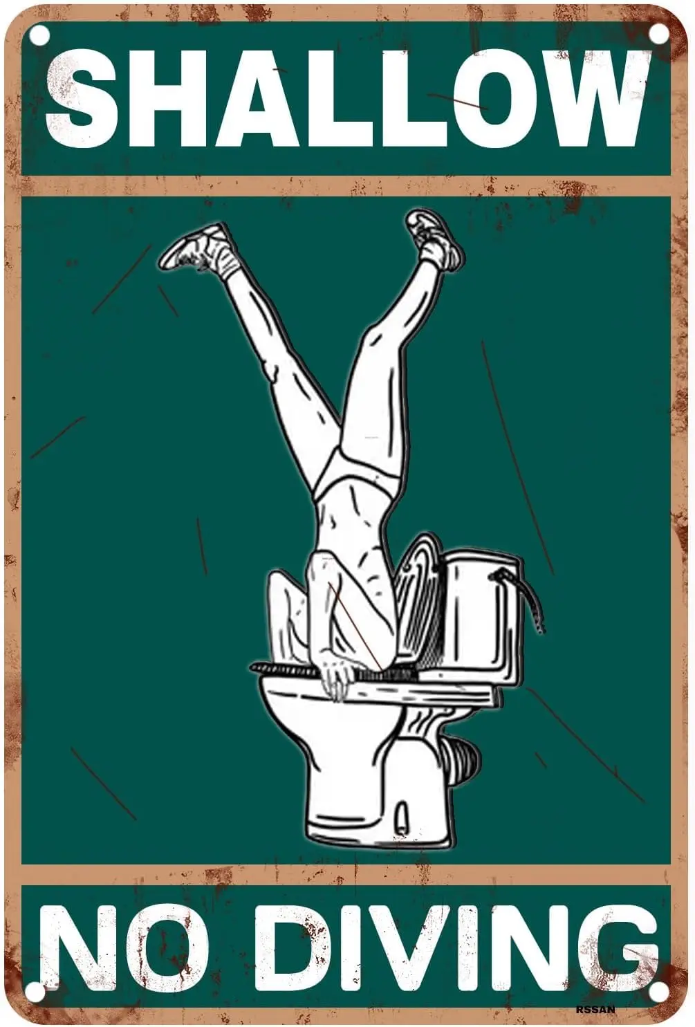 Vntge Metl Tn Sgn Shllow No Dvng Wrnng Swmmng Pool Sgns защита от ультрафиолета и водонепроницаемость Durble