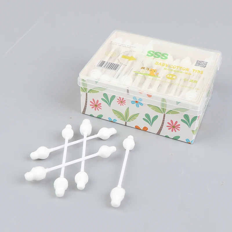 

55pcs Safety Baby Cotton Swab Gourd Shape Clean Baby Ears Sticks Health Medical Swabs Tip Swabs