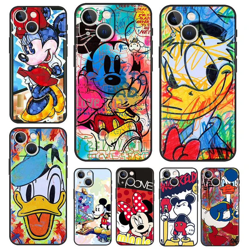 

Mickey Mouse Boy Cool Black Phone Case For Apple iPhone 14 13 12 11 Pro Max 8 7 X XR XS Mini 5G Silicone Soft Cover Fundas Coque