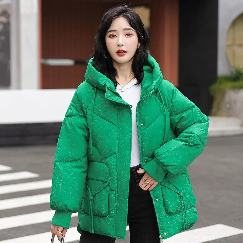 

New Parka 2023 Winter Jacket Women Coat Long Sleeve Hooded Outwear Female Parkas Thick Waem Cotton Padded Jackets Basic Coats