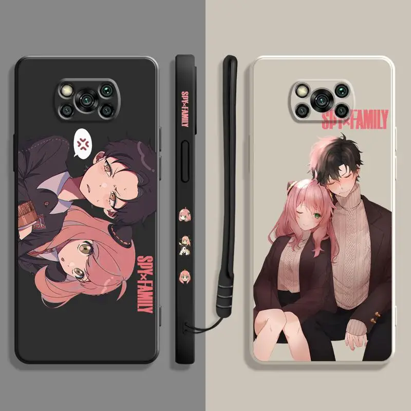 

Spy × Family Anya Damian Angry Square Liquid Case For Xiaomi POCO X3 X4 NFC M3 M4 Pro F3 GT for Mi 11 11T 10S 10T 10 9 SE 8 6