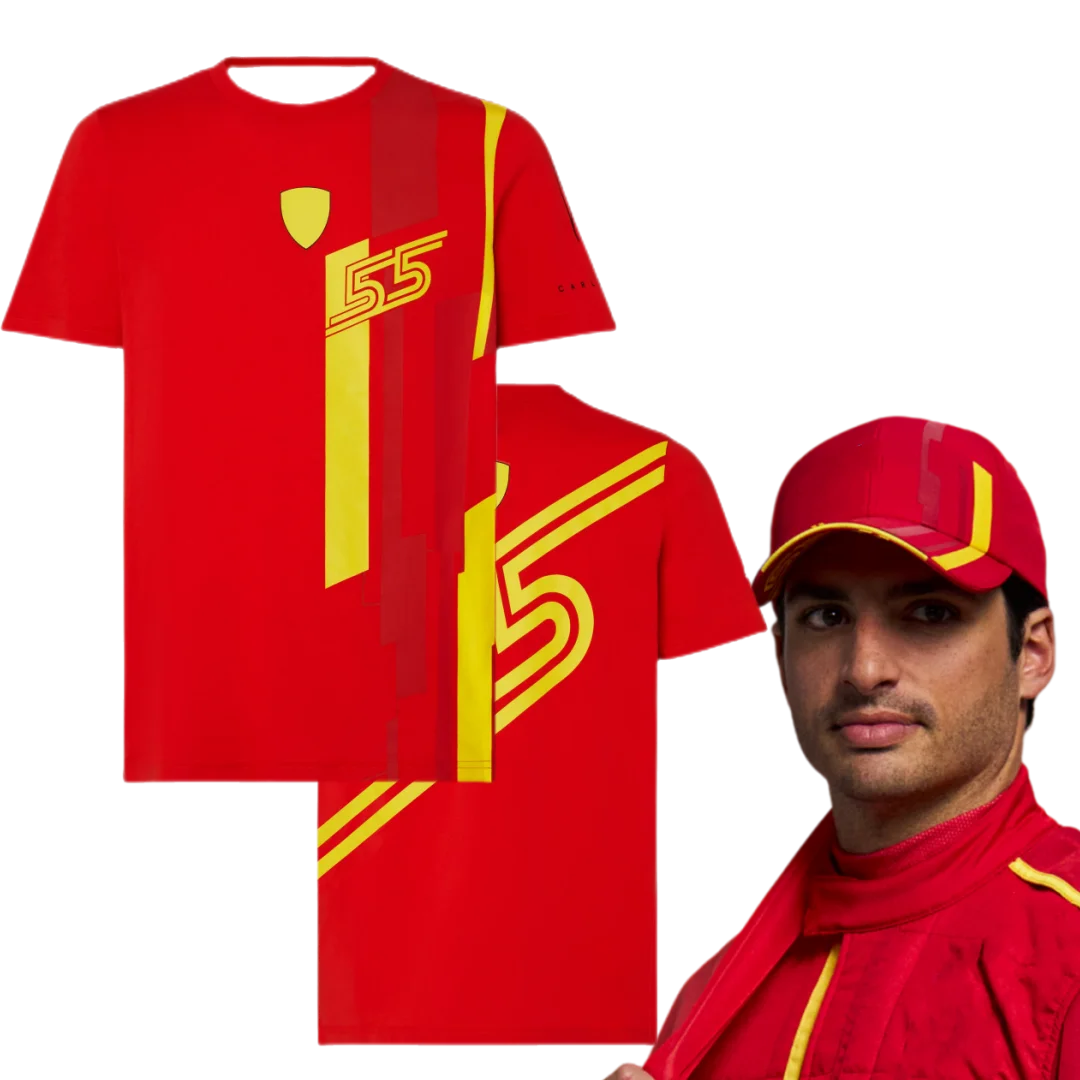 F1 Scuderia 2023 Team Carlos Sainz Special Edition Formula 1 Racing Suit Jersey Spanish GP T-Shirt Uniforms Men's Fan Tees