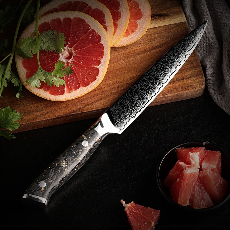 Нож шеф-повара Grandsharp 6 дюймов 67 слоев 10Cr15CoMov дамасская сталь 60 HRC