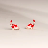 good luck koi lucky red fish stud earrings for women korean fashion jewelry trendy gift