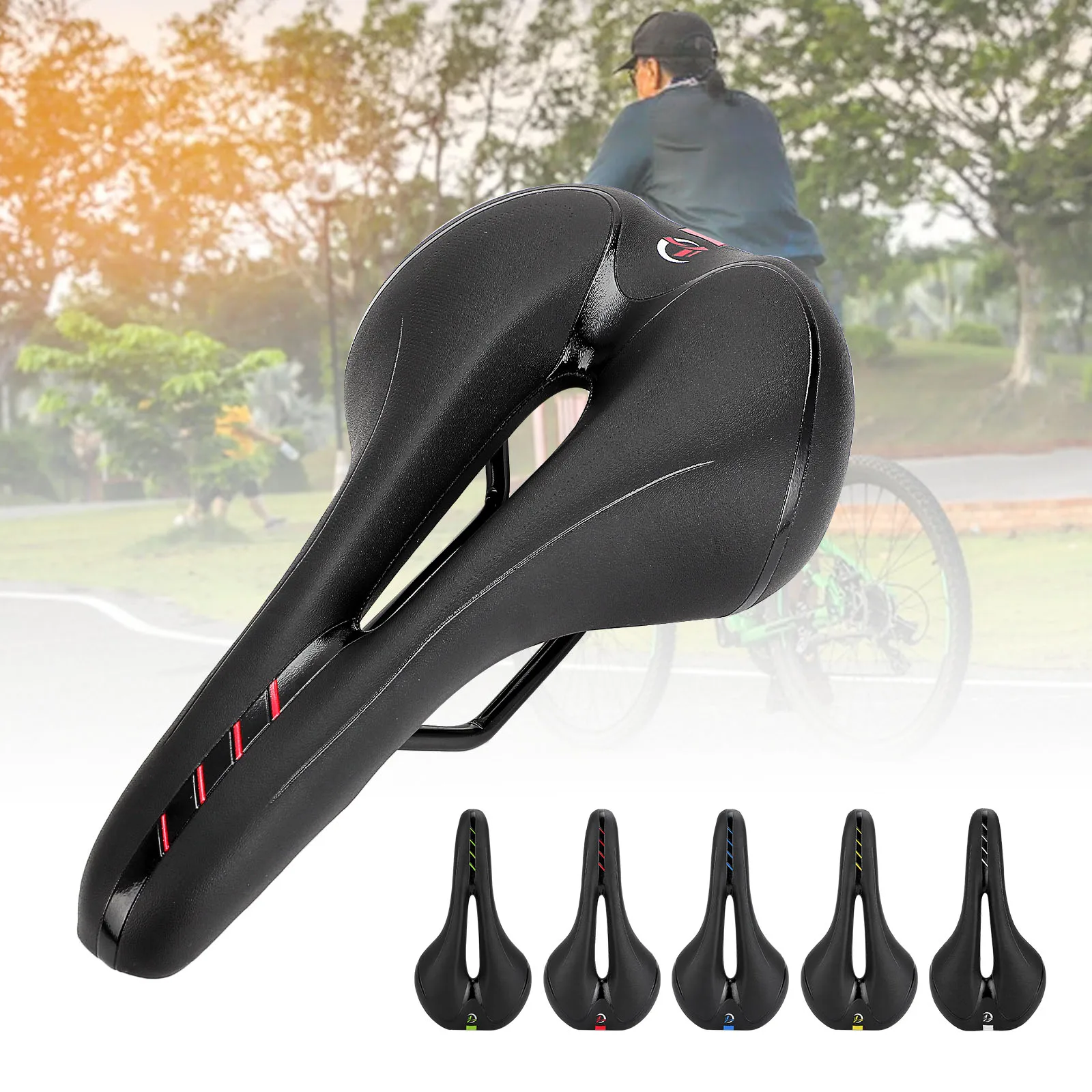 

YAFEE Bicycle Saddle MTB Road Bike Seat Cusion Hollow Breathable Shock Absorbing PU Leather Cycling Saddles Bike Accessories