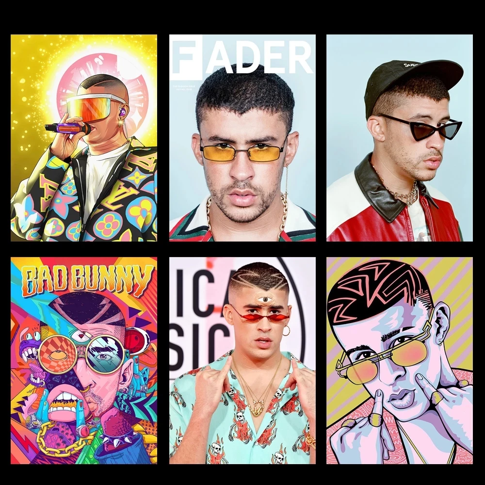 

HD Print Canvas Paintings Home Decor Music Artist Bad Bunny Wall Art Modular Pictures Modern Portrait Posters Bedroom No Frame
