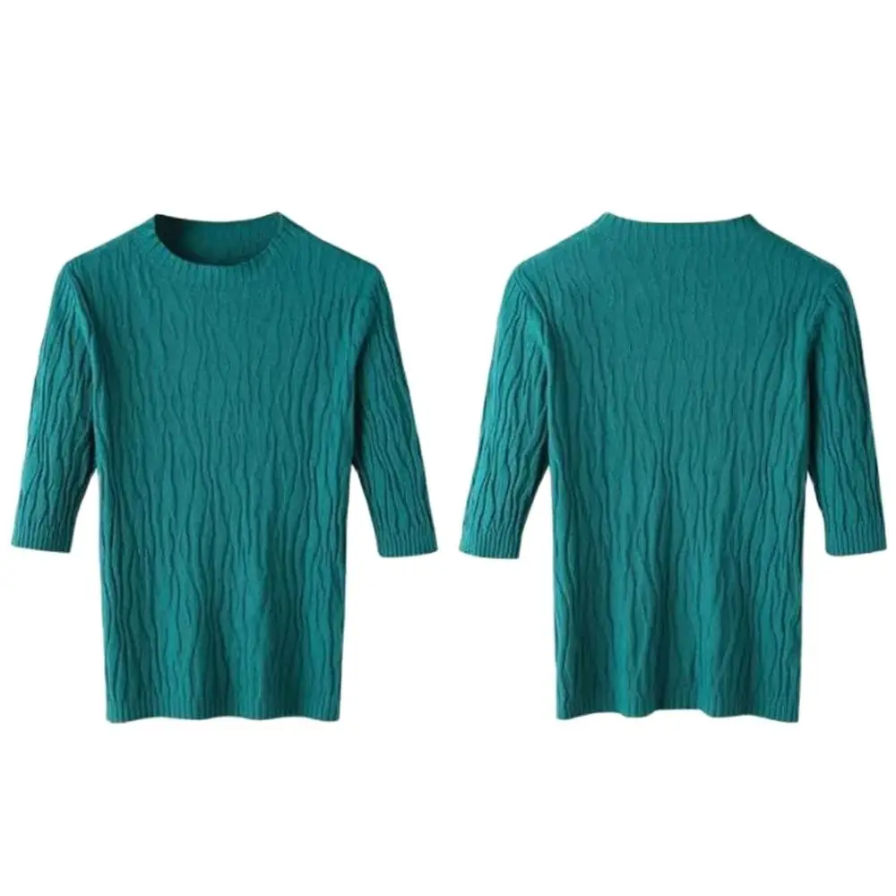 Женский джемпер с коротким рукавом однотонный вязаный пуловер в Корейском стиле